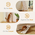 FUKUMARU Cat Scratcher Ramp for Indoor Cats, 23.66 Inch Wood L Shape Cat Scratching Board, Replaceable Cardboard Cat Scratch Pad, Vertical Kitten Scratcher Furniture Protector for Couch Sofa Wall
