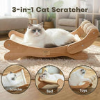 Sisal Cat Scratcher Bed with 3 Toy Balls for Indoor Cats, Durable Wooden 3-in-1 Hammock Lounge & Scratch Pad - Modern Furniture for Large Cats, Scratching Post Lounger