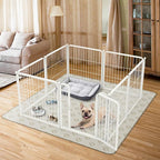 FXW Homeplus Unleashed Indoor Dog Playpen - Stress-Free and Safe Play, Heavy Duty 24 Inch 8 Panels with Washable Pee Pad for Puppy and Small Dogs, White│Patented
