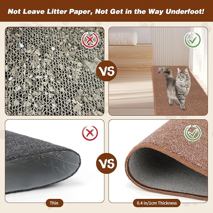 FHTONGE 71x15.8 Thickened Cat Wall Climbing Carpet with 16 Fixed Nails, Extra Large Tall Cat Scratch Pad for Wall, Wall Mounted Climbing Cat Scratcher for Furniture Couch Sofa Protector(Coffee)