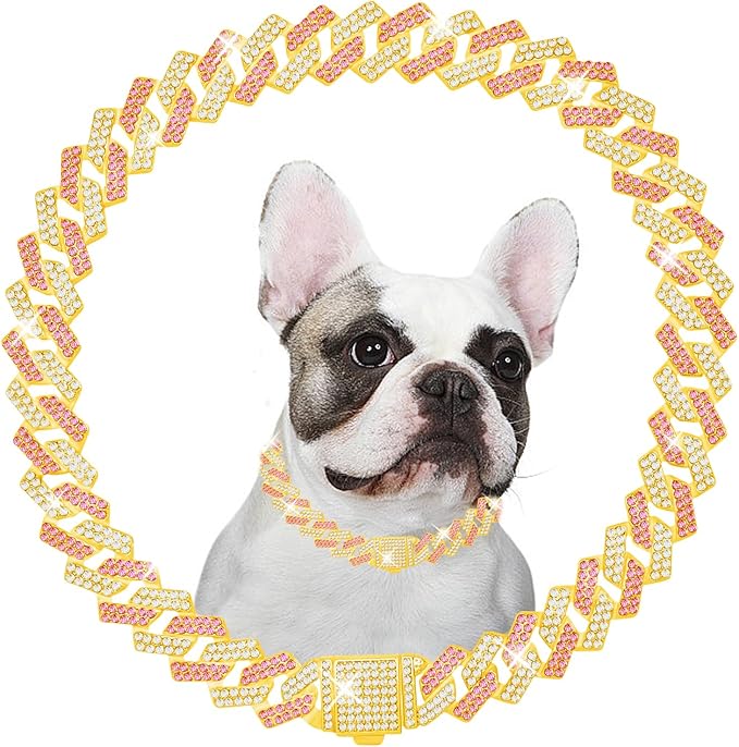 Metal Diamond Dog Chain Dog Training Chain with Secure Buckle Pet Collars for Large Medium Dogs