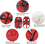 Aiboria Dog Jackets for Winter Windproof Waterproof 2 in 1 Outfit Cold Weather Coat Dog Vest Harness Puppy Winter Warm Jacket Red XL
