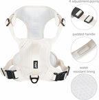 TUG Dog Harness with 2 Leash Connection Points | Adjustable, Padded, Lightweight | Handle on Back | No-Pull Front Clip (Medium, Cream)
