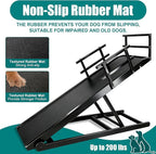 CypherX Dog Ramp for Couch or Bed, 18" W Folding Wooden Pet Ramp with Anti-Slip Rubber Mat & 3 Removable Safety Side Rails, 6 Adjustable Height from 17" to 29" for Small & Large Dogs & Cats