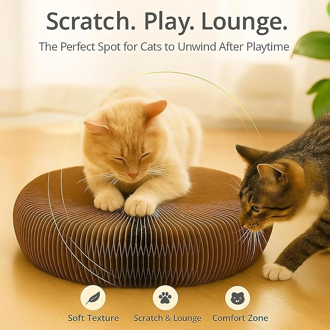 Interactive Cat Toy, Kitty Curls Cat Scratcher, Twisty Paws Cat Scratching Post, Kitty Kurls Magic Organ Cat Scratch Pad with Ball Toy for Indoor Cats, for Kitty kurlz Modern Cat Scratching Board