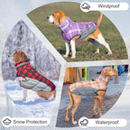 BEAUTYZOO Dog Winter Coat with Harness Built in, Reflective Plaid Puffer Vest Waterproof for Small Dogs, Fleece Warm Puppy Zipped Jacket with D Ring, Pet Cold Weather Sweater Clothes, Red S