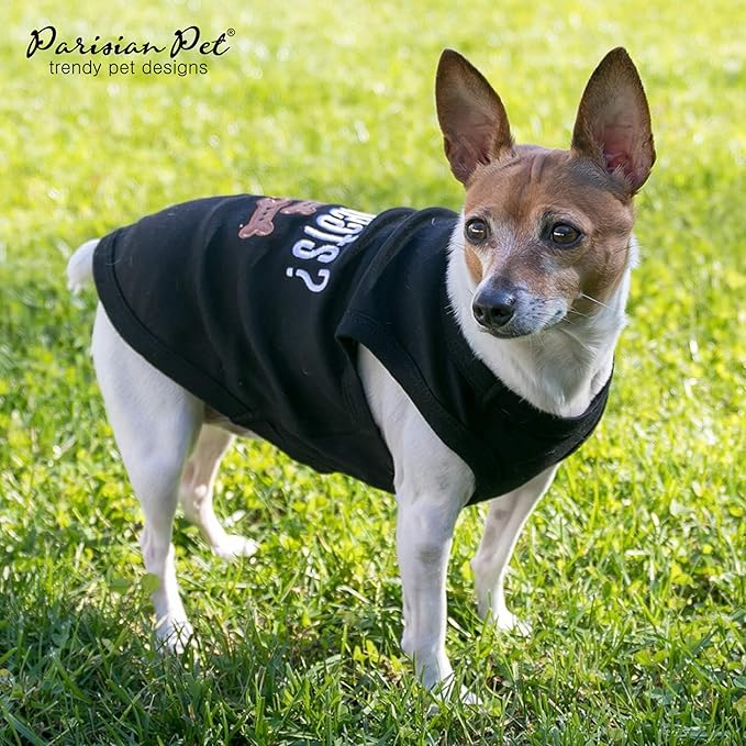 Parisian Pet Dog Shirt – 100% Cotton Shirts for Large Dogs – Black Sleeveless Puppy Clothes – Lightweight and Breathable Pet Apparel – Cool and Stylish Dog Clothes - Stretchy T Shirts for Dogs