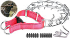 Dog Training Collar with Quick-Release Buckle, Adjustable Stainless Steel Collar for Small Medium Large Dogs (Pink, XL Neck Girth 16.9"-22.2")