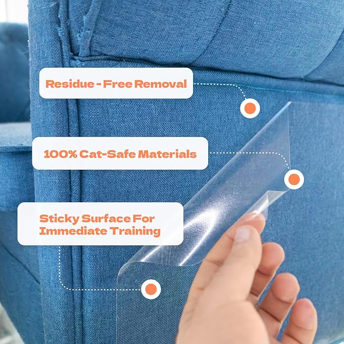Cat Scratch Couch Protector - 10XL Sheets, Clear (Almost Invisible), Extra Durable, Easy to Customize, Residue-Free Furniture Protector