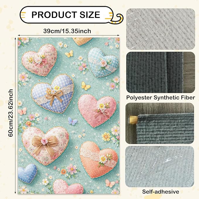 Nuxovilar Cat Scratching Mat 15.3x23.6 Inches Polyester Synthetic Fiber, Floral Hearts & Butterflies Print, wall cat Scratcher, Scratch pad, Home Decor, Bedroom, Living Room (2pcs)