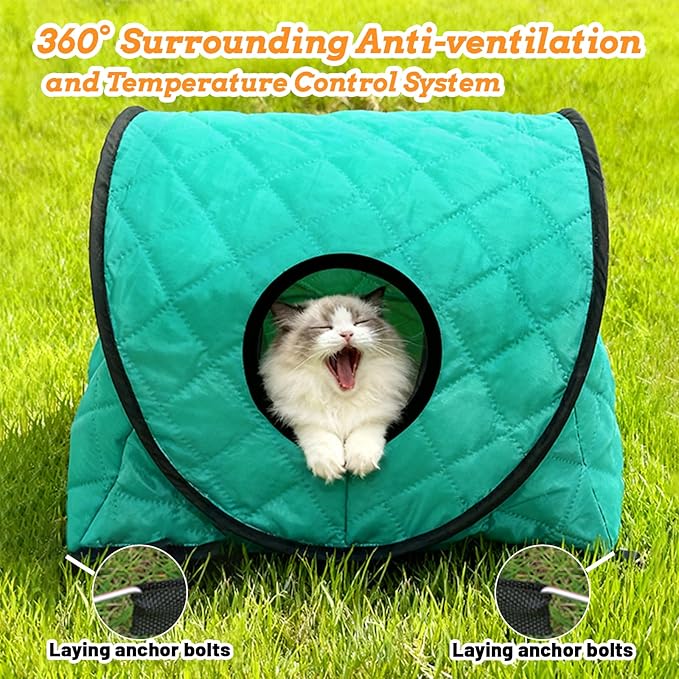 Cave cat Bed, Foldable pet Bed, Waterproof and Anti-Static, Hair-Free, Suitable for Both Indoor and Outdoor use, Ideal for Traveling with Pets.(Peacock Blue)