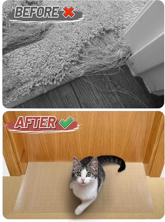 8.2Ft(L) Carpet Protector for Pets - Anti-Slip Cat Carpet Protector, Scratch Resistant Pets Scratch Stopper, Easy to Cut Floor Runner Under Doorway to Prevent Tearing