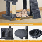 YITAHOME Cat Tree, 70.8 inches Large Cat Tower for Indoor Cats, Multi-Level House with 2 Padded Perches, Big Scratcher, Cozy Basket, 2 Cat Condos and Scratching Posts, Dark Gray