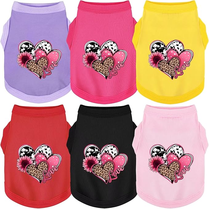 Discover Cozy Cotton Canine Wear: Soft, Lightweight, and Breathable Dog Shirt Vest with Eye-Catching Graphics (Hearts and Love), Keeping Your Furry Friend Comfy! Red XXL