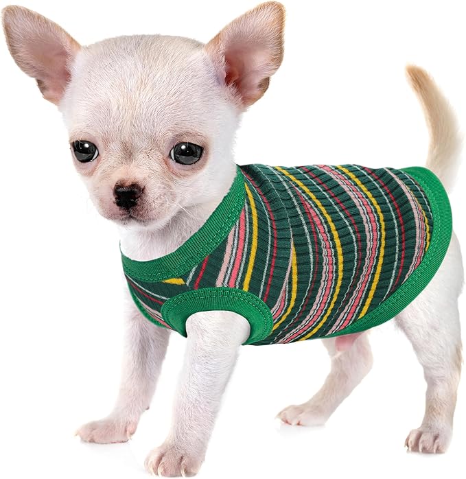 Elevate Your Pet's Comfort and Fashion: Premium 100% Cotton Rib Dog Shirt Vest for Small Breeds Like Chihuahuas, Yorkies, and Puppies .Year-Round Style with Tank-Style Puppy Attire Green X-Large