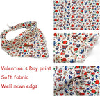 Elegant little tail Dog Bandana, Valentine's Day 1PC Washable Dog Scarf Female or Male Square Bib Kerchief Scarf Adjustable Pet Bandana for Medium Large Dogs