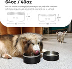 Dog Bowl, Stainless Steel Dog Food and Water Bowl with Non Slip Quiet Bottom, Easy to Clean, Dishwasher Safe, 64oz, Black
