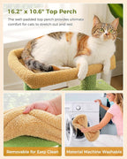 32" Cactus Cat Tree Tower for Indoor Cats - 2 Cozy Condos, Multi-Level Cat Scratching Posts with Sisal, Soft Padded Perch, 2 Dangling Toys, Green