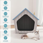 KAMABOKO Outdoor Cat House – Durable Pet Shelter with Ventilation for Indoor & Outdoor, Removable Roof, Easy to Clean, Comfortable Cozy Hideout for Cats(Blue)