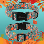 ARING PET Fall Dog Collars, Cute Autumn Pumpkin Maple Leaves Pet Collar with Quick Release Buckle for Small Medium Large Girl Boy Dogs-S Deep Color