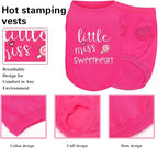 Pink Cotton Dog Shirt with 'Little Miss Sweetheart' Print, Soft & Breathable Pet Apparel for Small to Large Dogs, All-Season Sleeveless Vest, Cute and Comfortable Dog Outfit.Pink Lollipop S