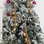 Vintage Hanging Decorative 2 Pack Gold Bells with Jute Hanging Rope - Metal Cow Bells for Christmas Wreath, Garland, Tree, Wedding, Party, Door, Staircase Railings
