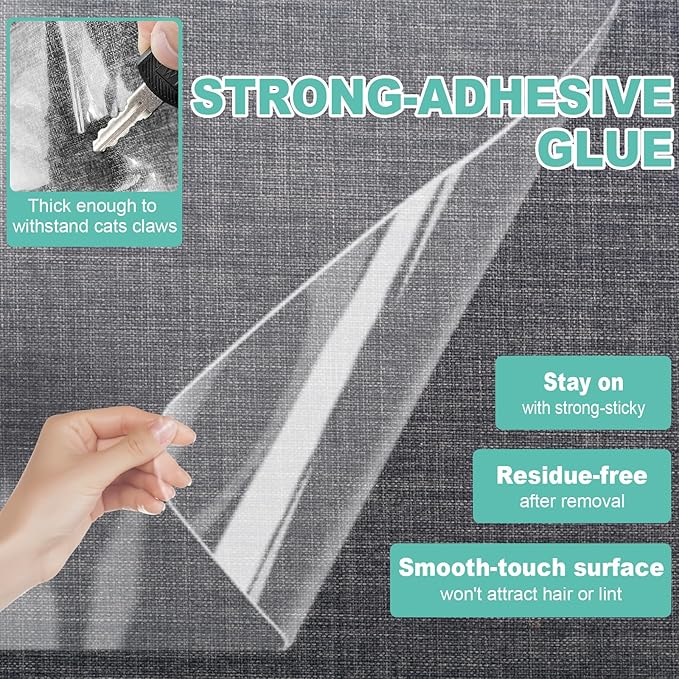 Door Protector from Dog Scratching, Thicken Single Side Adhesive Couch Cat Scratch Protector, Clear Heavy Duty Flexible Door Claw Shield, Anti Scratch Furniture Protector - (197" x 12")