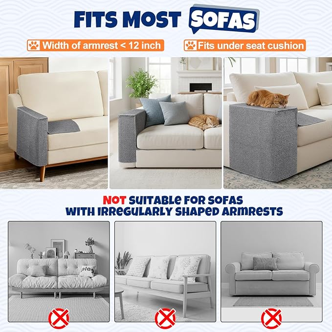Cat Scratcher Couch Protector - Couch Corner & Armrest Protectors for Cats, Furniture Sofa Protector from Cat Claws Scratch