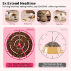 Elevated Slow Feeder Dog Bowl - Ceramic Maze Food Dish with Bamboo Stand - Raised Feeding Bowl for Fast Eaters - Ideal for Small and Medium Dogs - Pink - 6.7 inch