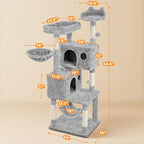 Topeakmart Cat Tree 64.5'' Large Cat Condo Tower Stand Furniture with Scratching Posts Perches Hammock as Kitten House Play Center