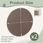 Round Cat Scratcher Pad 10 Inch Diameter - 3/5 Inch Thick Cardboard Refill, Universal for Round Scratching Posts, Standalone for Indoor Cats (2 PCS)