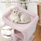 Tangkula Small Cat Tree for Indoor Cats, 25.5 Inch Cat Tower with Sisal Scratching Posts, 2 Large Cat Condos with Padded Top Perch, Modern Cat Climbing Furniture for Adult Cats & Kittens (Pink)