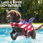 ASENKU Dog Life Jacket - Pet Safety Vest for Swimming & Boating, Shark Life Jacket with Floatation, Dog Lifesavers Swimsuits for Small Medium Large Dogs (RedFlag, XS)