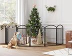 Folding No-Assembly Freestanding Dog Gate with Door,32" Heights Foldable Pet Fence,144" Extra Wide Accordion Puppy Folding Playpen for Doorways,House,Stairs (6 Panels,Black)
