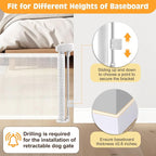 2 Packs Retractable Short Dog Gate - Small Puppy Mesh Safety Pet Gates Doggy Door for Doorways Stairs Kitchen Hallways Indoor, 14" Tall, Extends up to 59" Wide, White