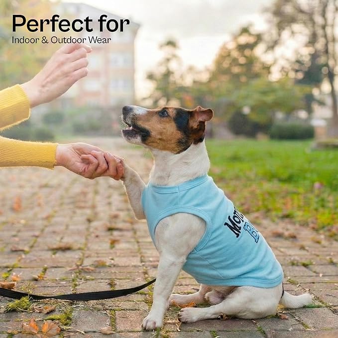 Parisian Pet Dog Shirt – 100% Cotton Shirts for Large Dogs – Blue Sleeveless Puppy Clothes – Lightweight and Breathable Dog Apparel – Boy Dogs Clothes - Stretchy Mommy’s Boy Pet Shirt