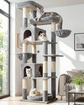 Globlazer Heavy Duty Cat Tree, 81 inch Extra Large Cat Tree for Indoor Cats Large Adult, Sturdy Cat Tower with 8 Scratching Post, 2 Cat Condos, 2 Platform, S81C, Light Grey