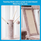 Hey-brother Cat Tree, 53 inch Cat Tower for Indoor Cats, Cat House with Padded Platform Bed, Toy Balls, Large Cozy Condo, Hammocks and Sisal Scratching Posts, Muchroom MPJ019-SMU