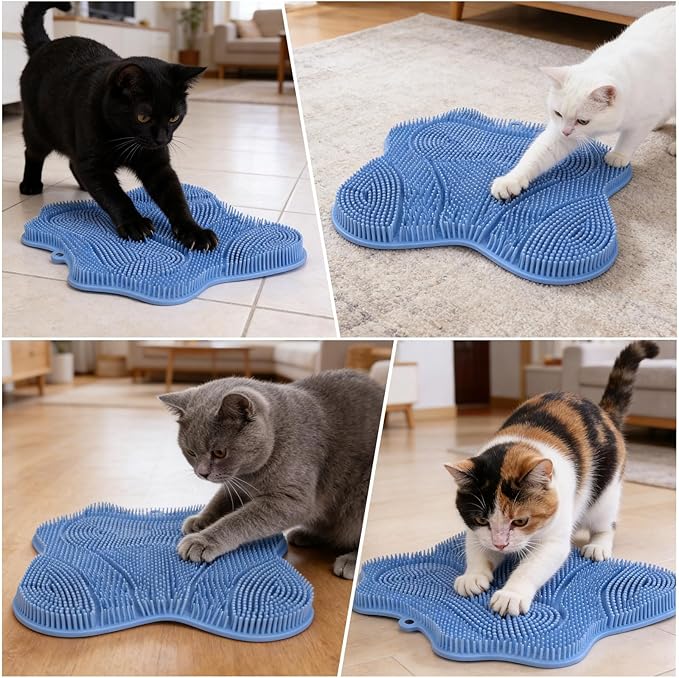 BABORUI Silicone Cat Scratching Post, Non-Slip Indoor Scratcher with Strong Suction Cup Base, Washable Durable Cat Scratch Pads for Indoor Cats, Kittens and Adult Cats