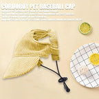Dog Baseball Cap, Dog Cat Summer Beach Visor Hat with Ear Holes, Adjustable Puppy Sunbonnet Headdress (Yellow, X-Large)