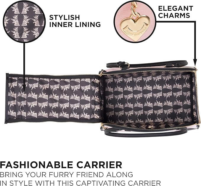 Juicy Couture Give Me Treats Pet Carrier - Stylish Pink Travel Bag for Small Dogs and Cats