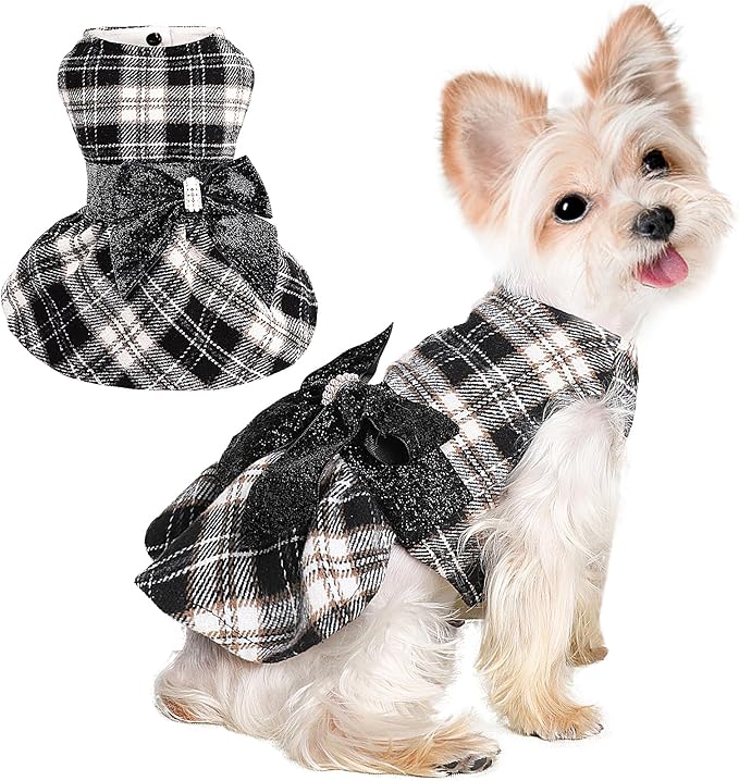 Dog Sweaters Dog Clothes for Small Dogs Boy Girl Fall Puppy Dress Warm Fleece Chihuahua Yorkie Teacup Doggie Sweaters Dresses Doggy Sweater for Small Dogs Girl Cat Outfit (Black, Small)