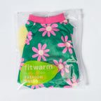 Fitwarm Flower Fleece Dog Pajamas, Warm Winter Dog Clothes for Small Dogs Girl, Cozy Pet Onesie with Feet, Dark Green, XXL
