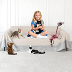 Living Room High Stretch Sofa Cover Pets Dogs Friendly, Cat Scratch Furniture Protector - Anti-Slip, Waterproof Sofa Cover to Keep Cats Off, Anti-Scratch Couch Cover for Pets and Kids 150"X91"Khaki