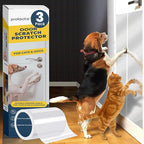 PROTECTO Cat & Dog Scratch Door Protector w/Utility Knife - 3Pack 60x8 Clear Wall Protector for Pet Scratching - Sticky and Self-Adhesive Deterrent Vinyl Surface - Easy Customization & Installation