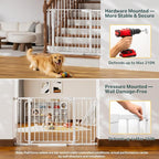 Cumbor 36.6-64" Extra Wide Baby Gate for Stairs, Dog Gates for Doorways, Auto-Close Pet Gate Indoor, Pressure Mounted Walk Through Safety Child Gate for Kids Toddler, Tall Pet Puppy Fence Gate, White
