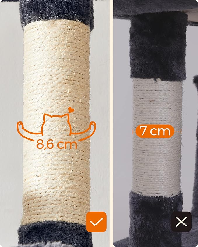 FEANDREA Cat Tree, XXL Cat Condo, 164 cm, Smoky Grey PCT087G01