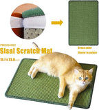 Cat Scratcher Mat, 23.6x15.7inch Natural Sisal Cat Scratchers for Indoor Cats with Velcro,Stick on Floor Cat Wall Scratcher,Horizontal Cat Scratch Mat Protect Furniture (Green Color)