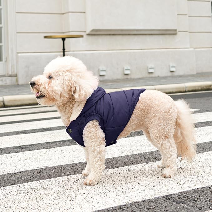 Fleece Lining Extra Warm Dog Hoodie in Winter for Large Dogs Jacket Pet Coats with Hooded,Blue XXL