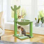 PAWZ Road Cactus Cat Tree, 33 Inchs Cat Tower with Large Soft Hammock and Fully Wrapped Sisal Scratching Post for Indoor Cats